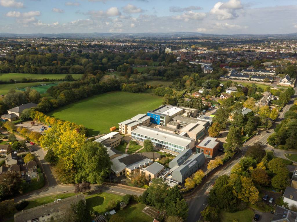 Richard Huish College Aerial Image of Richard Hush College looking toward Taunton town centre