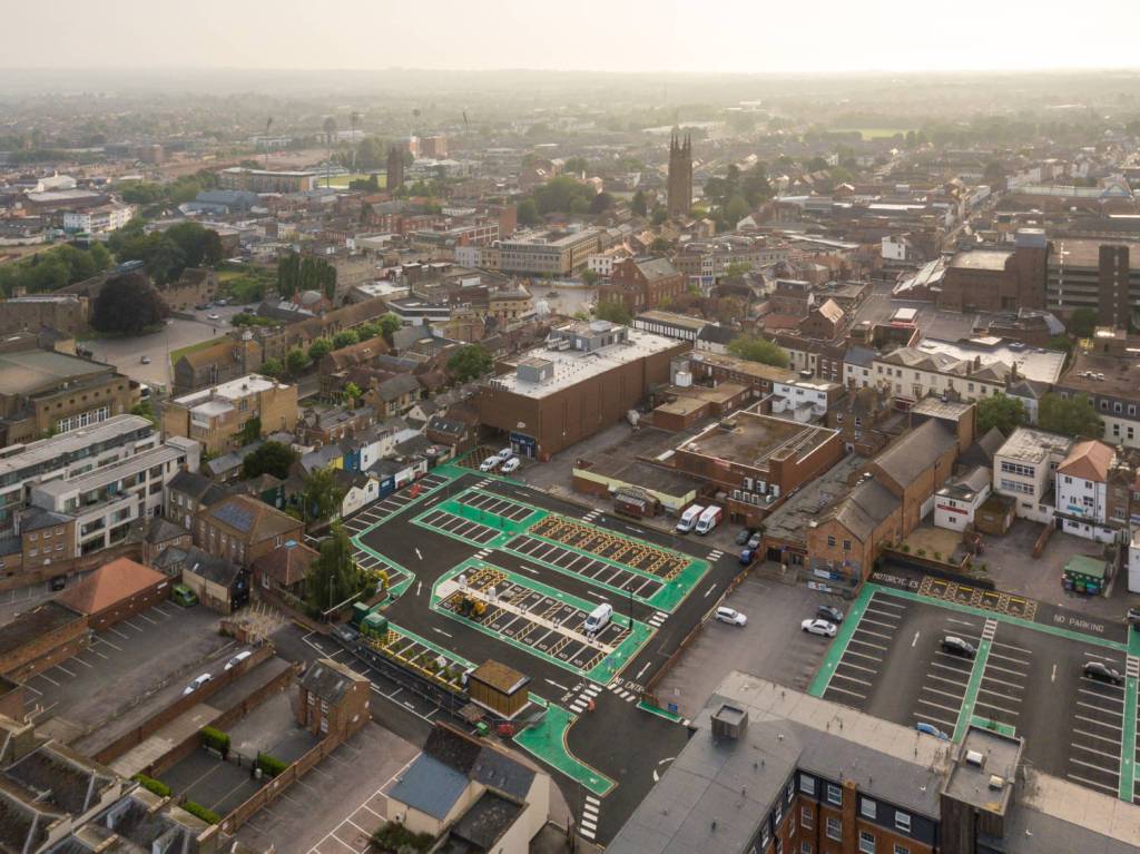 Somerset Council Aerial photograph of the Crescent Car Park, Taunton